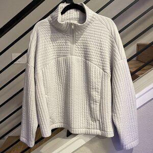 A New Day Beige Ribbed Cotton Pullover Halfzip with side pockets
